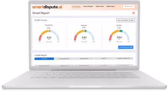 A person using a laptop to file a smart credit dispute.